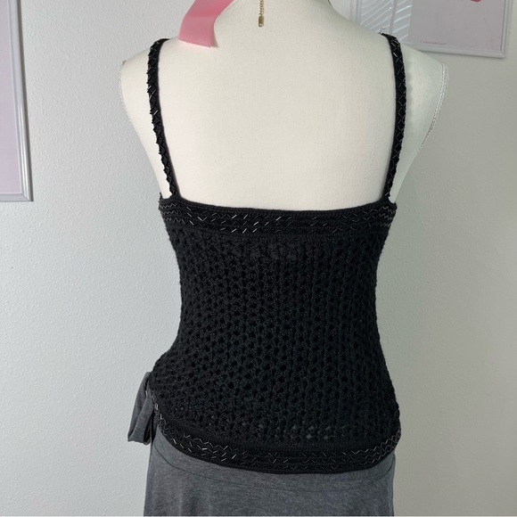 Vintage Y2K Crochet Knit‎ Beaded Cami Top Linen Rayon Womens Medium - Picture 4 of 5